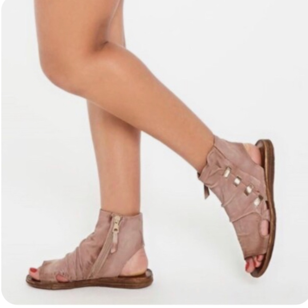 Miz Mooz Women's Leather High Ankle Tan Sandals - Picture 16 of 16